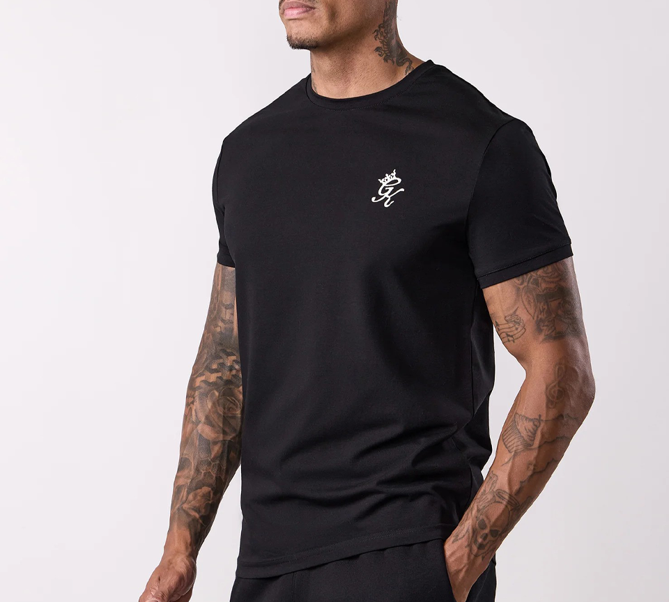 Gym King Fundamental T-Shirt Mens Casual Gym Jersey Tee Black and White UK XS-2XL