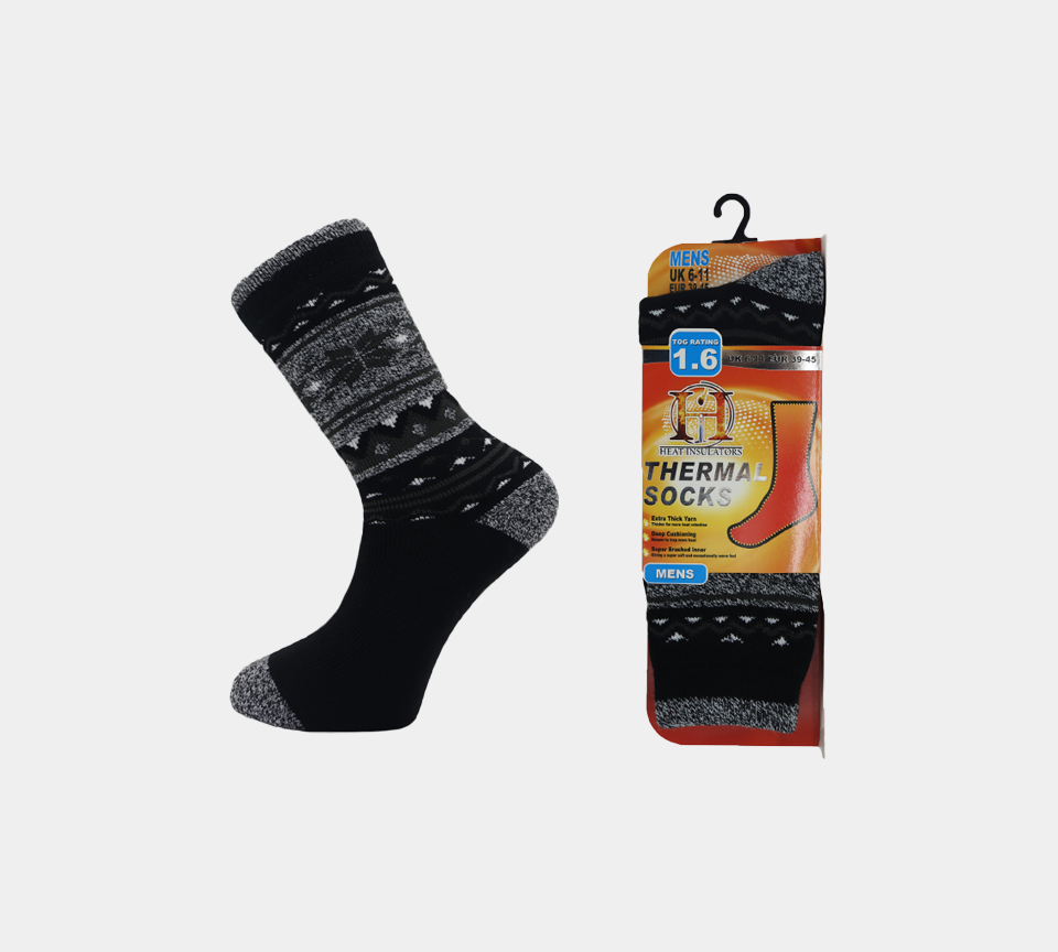 Mens Thermal 1 Pair New Merino Socks Grey Brown Blue Black