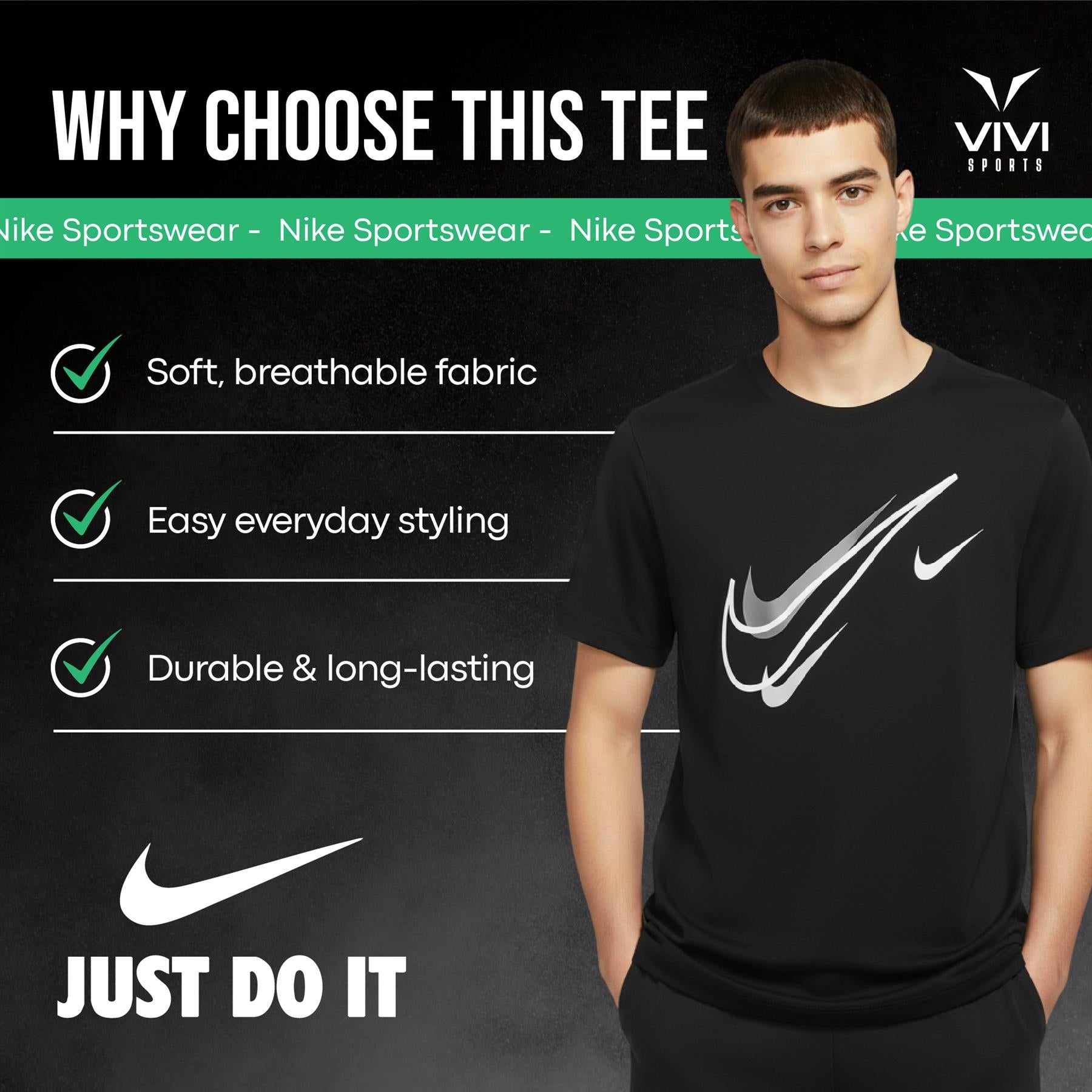 Nike Sportswear Short Sleeve Swoosh Logo T-Shirt Mens White Black Grey Navy Casual UK S-2XL