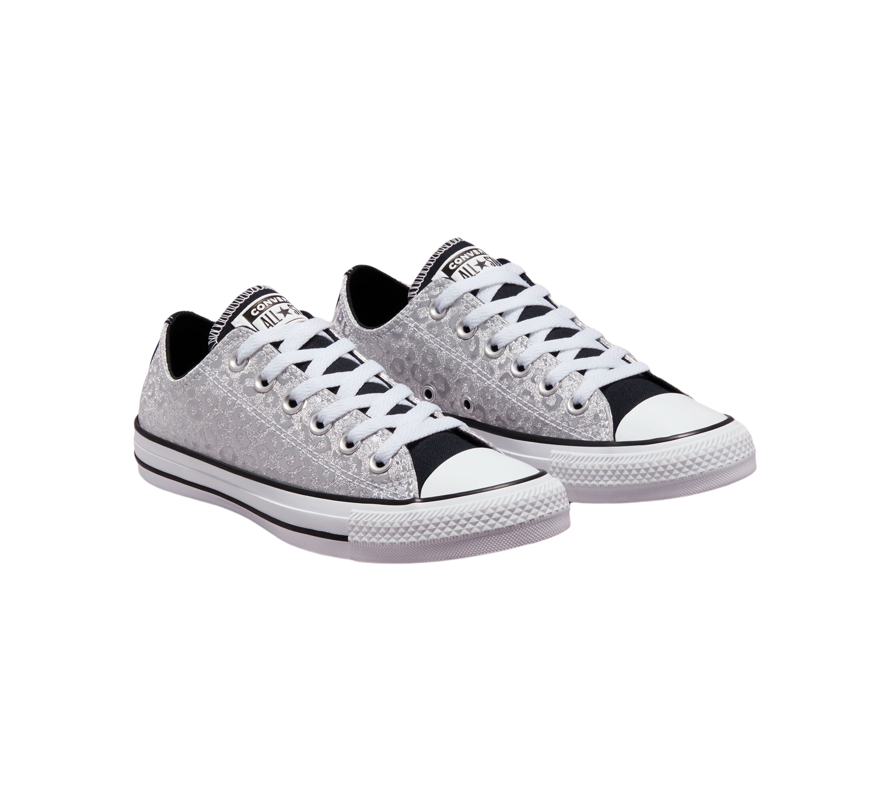 Converse Womens Authentic Glam Chuck Taylor All Star Shoes Silver/White UK 3-8
