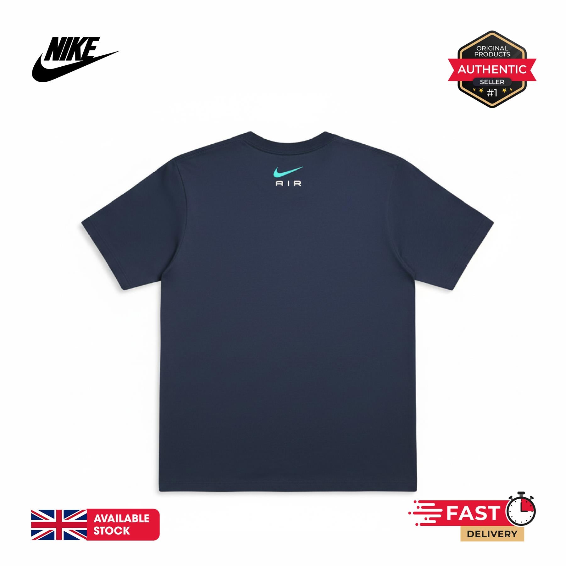 Nike Air Graphic Tee Mens Black and Navy Short Sleeve Crew Neck T-Shirt UK S-2XL