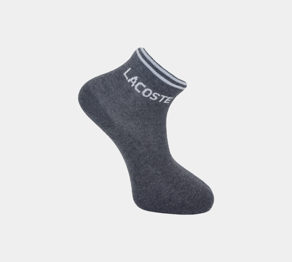 Lacoste 2-Pairs Men's Cotton Jersey Low-Cut Socks Grey/White UK 3.5-11