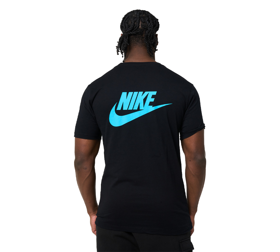 Nike Multi Logo Tee Mens White Grey Blue Short Sleeve Crew Neck T-Shirt UK S-2XL