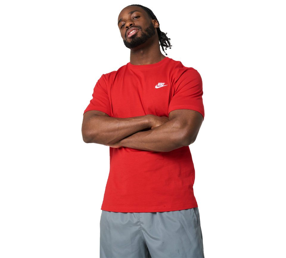 Nike Swoosh Futura T-Shirt Mens Red Short Sleeve Crew Neck Sportswear Tee UK S-2XL