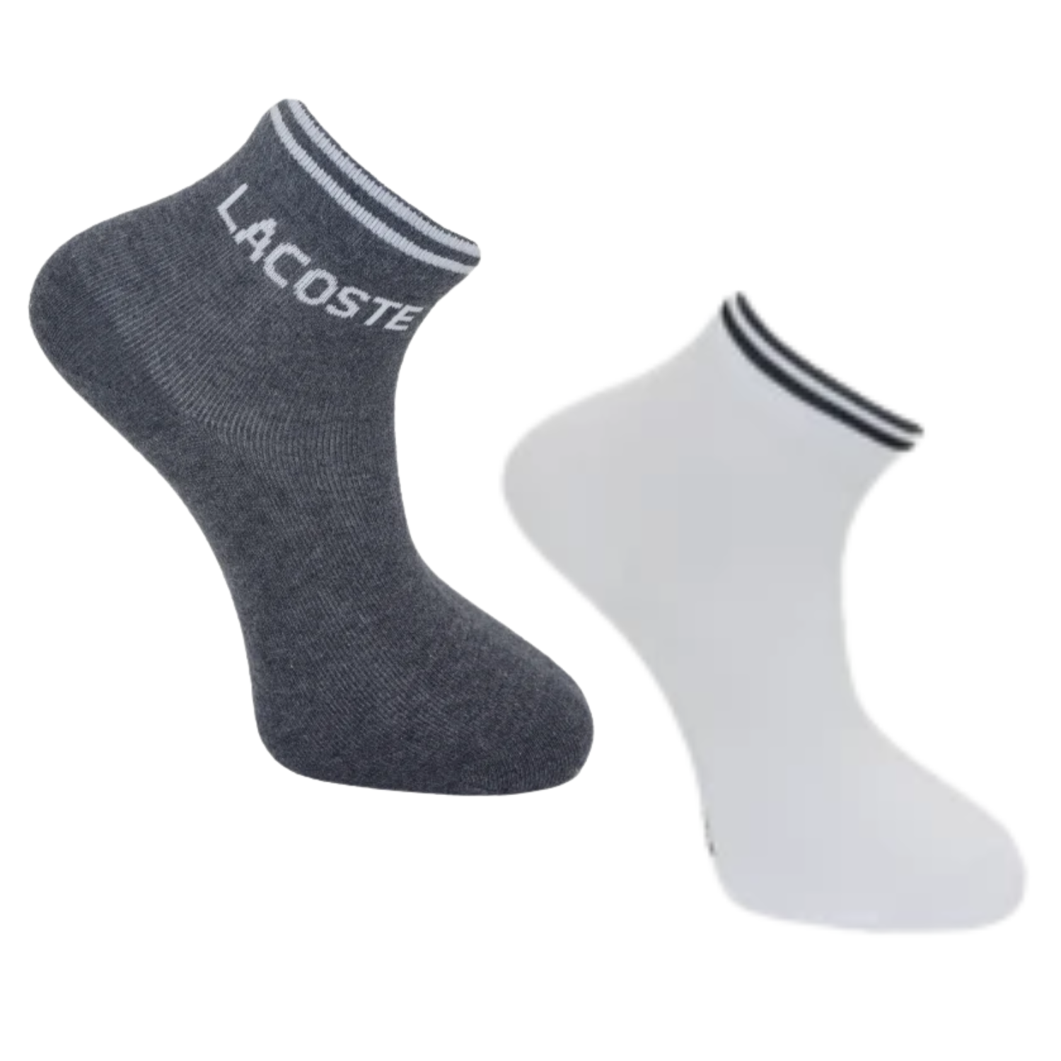 Lacoste 2-Pairs Men's Cotton Jersey Low-Cut Socks Grey/White UK 3.5-11