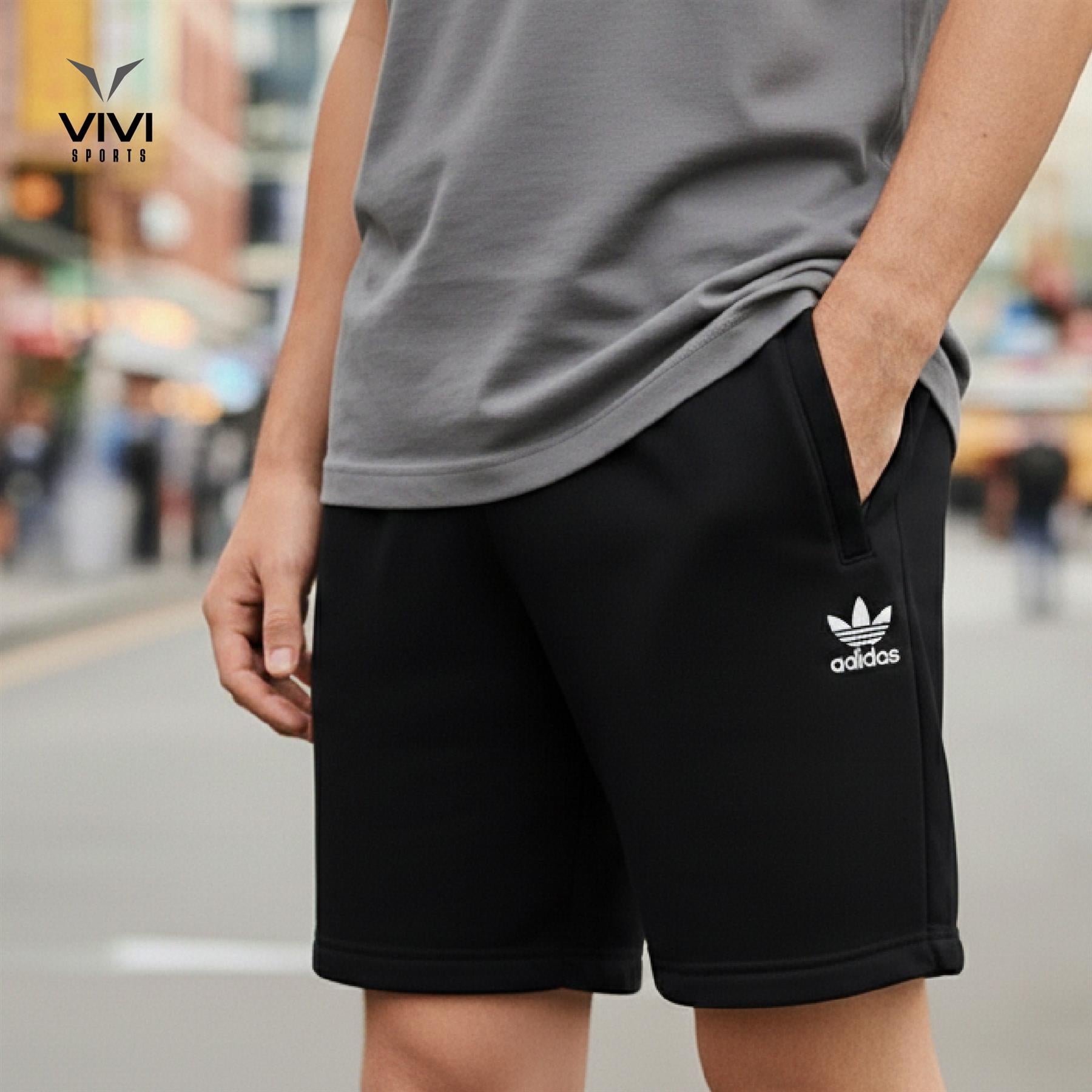 Adidas Trefoil Essentials Shorts Mens Black Cotton Sports Shorts - XS-2XL