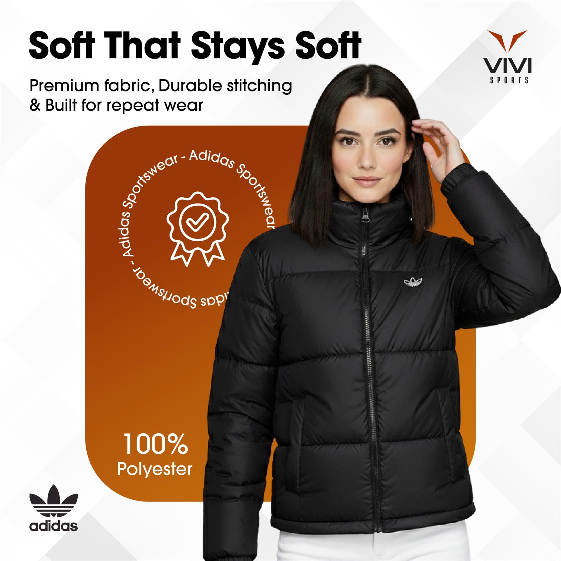 Adidas Originals Short Puffer Padded Womens Jacket Black XS-XL (UK 6-16)