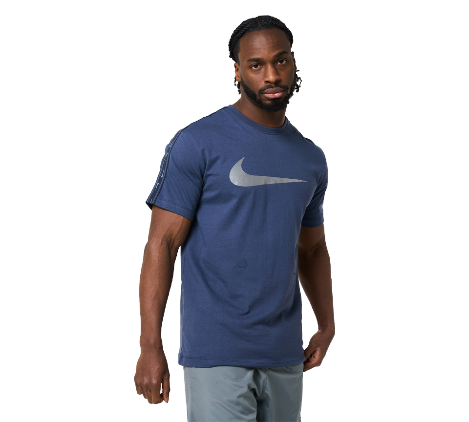 Nike Repeat Tee Mens Blue Reflect Silver Short Sleeve Crew Neck T-Shirt UK S-XL