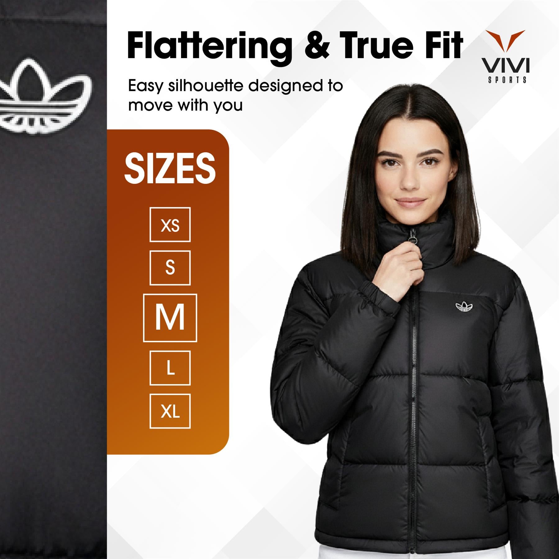 Adidas Originals Short Puffer Padded Womens Jacket Black XS-XL (UK 6-16)
