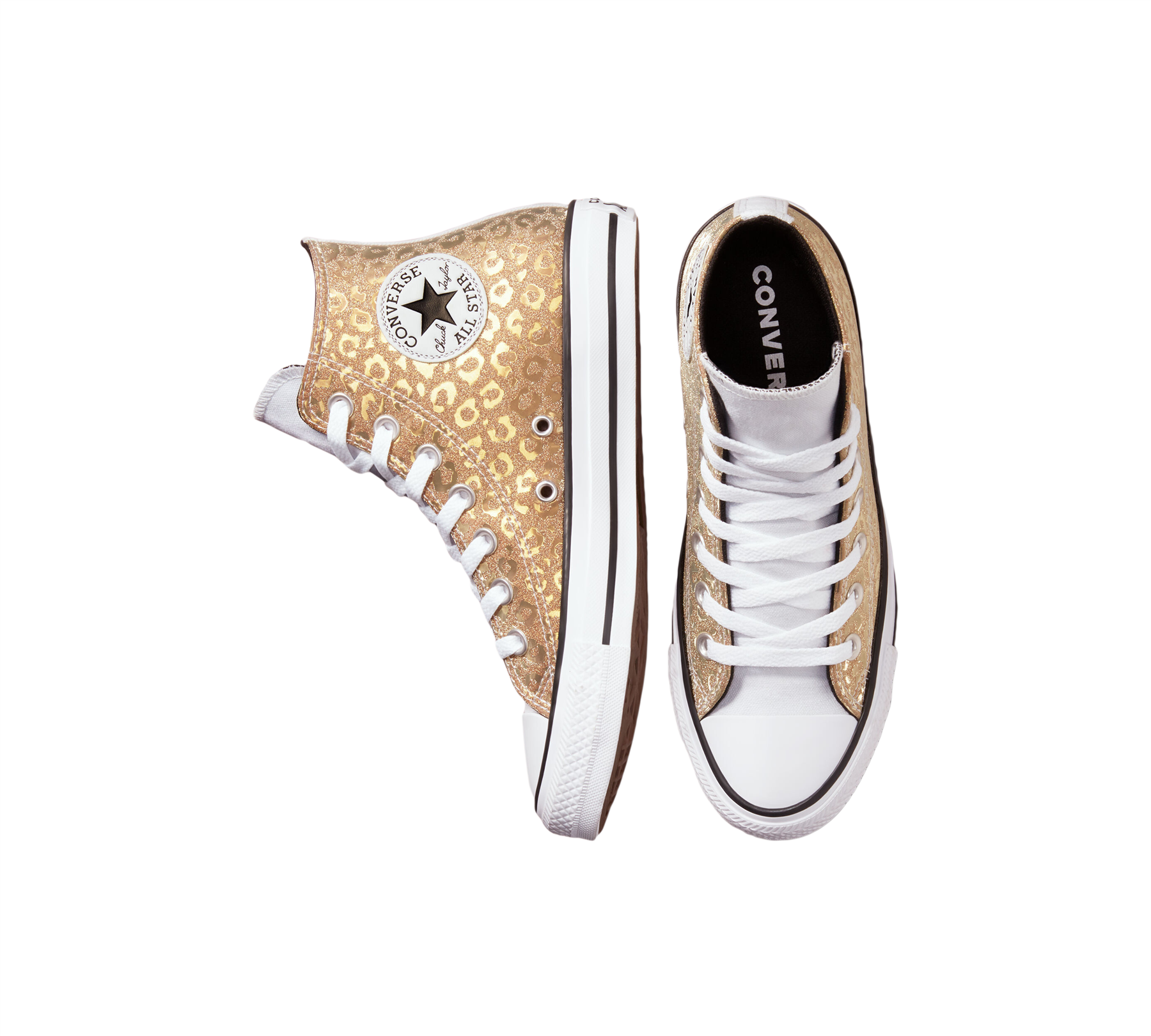 Converse Chuck Taylor All Star Leopard Glitter Low Top Saturn Womens Shoes Gold UK 3-8