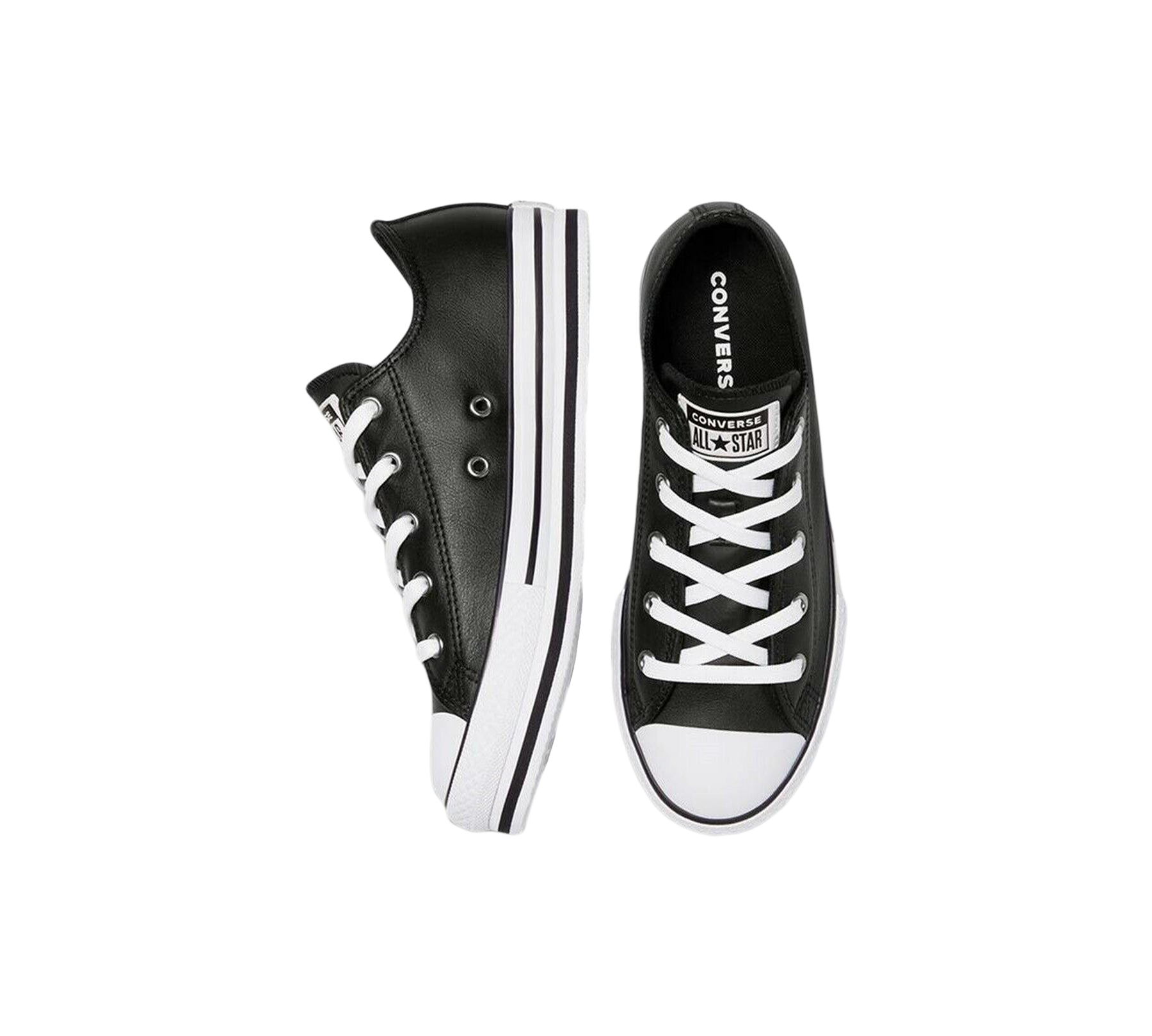 Converse Big Kids Leather Black Junior UK 10-13/1-5.5