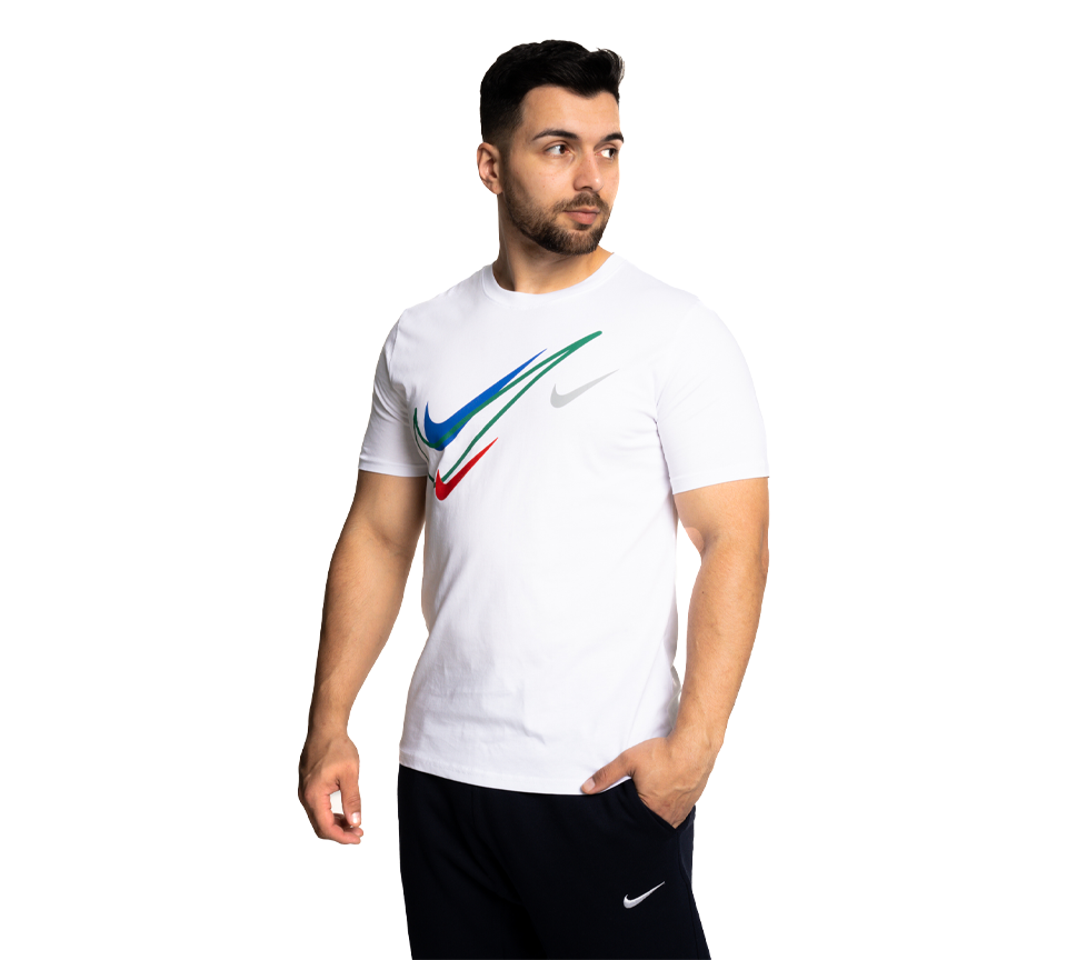 Nike Sportswear Short Sleeve Swoosh Logo T-Shirt Mens White Black Grey Navy Casual UK S-2XL
