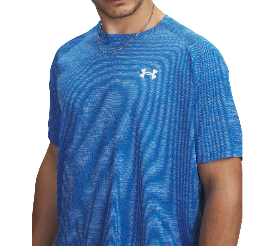 Under Armour Mens Tech Textured Tee Blue White UK S-2XL