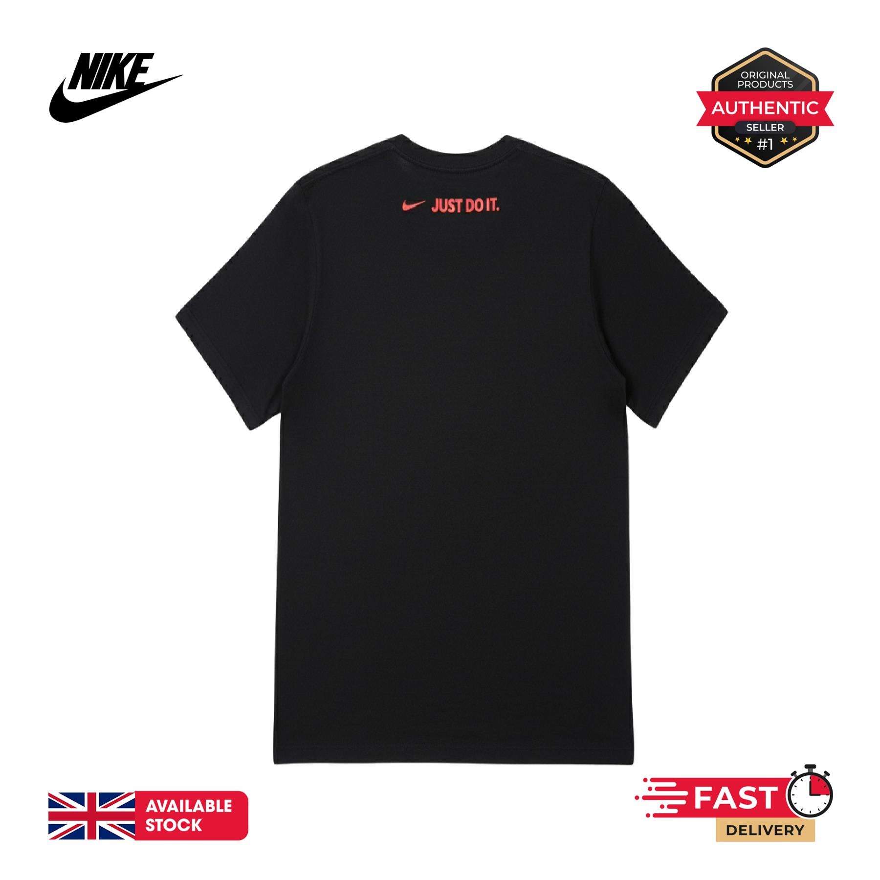 Nike Air Swoosh T Shirt Mens Casual Black and White Crew Neck Short Sleeve Tee UK S-2XL