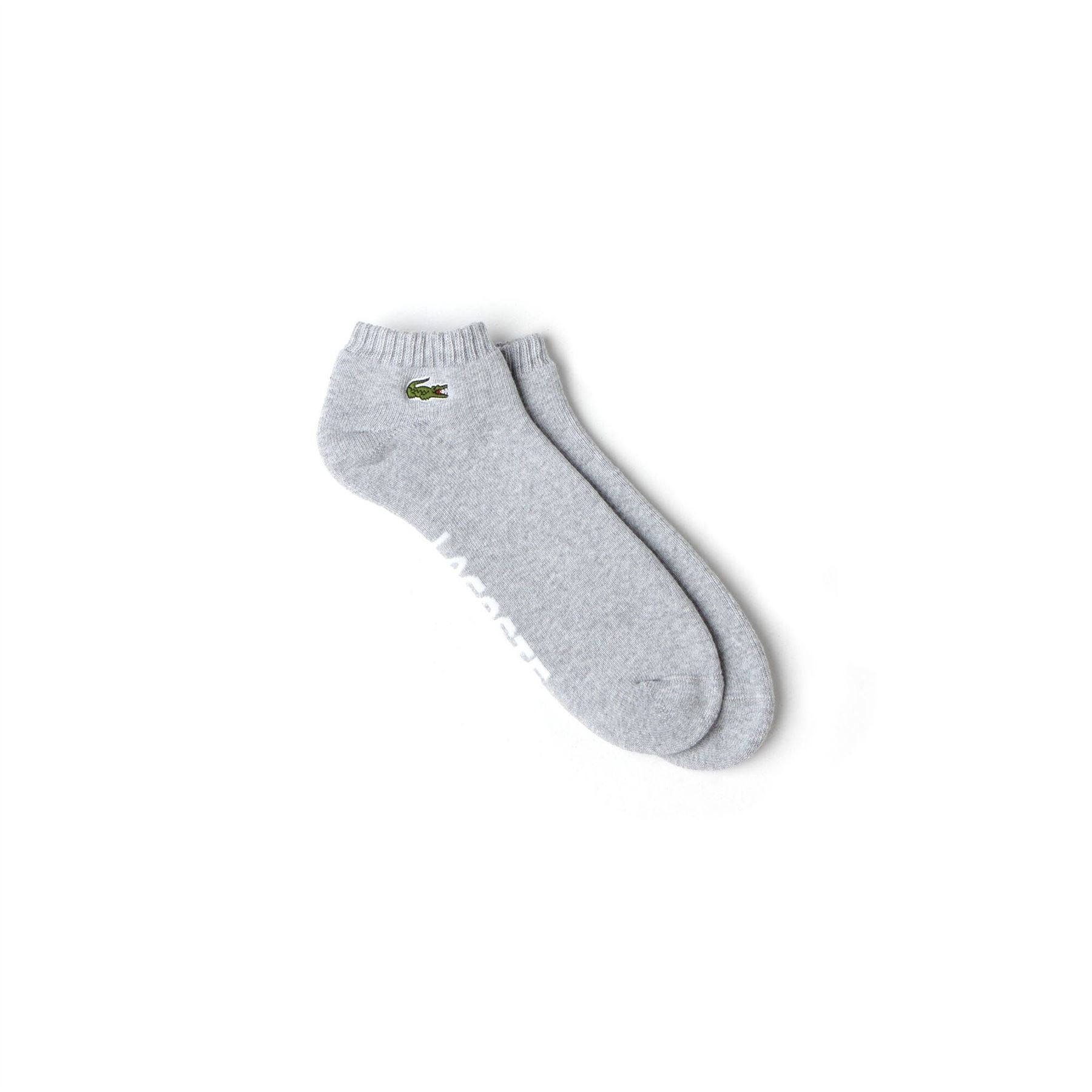 Lacoste Mens Low Cut Socks Grey Cotton Blend Ankle Socks Comfort Fit UK 4-11