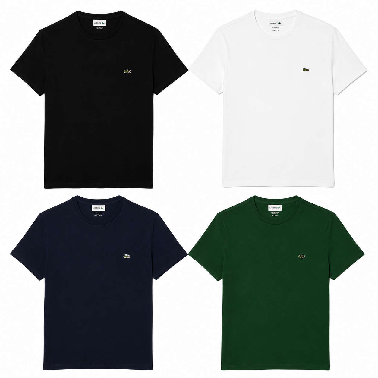 Lacoste Pima Cotton T-Shirt Mens Black White Blue Green Crew Neck Tee UK S-2XL