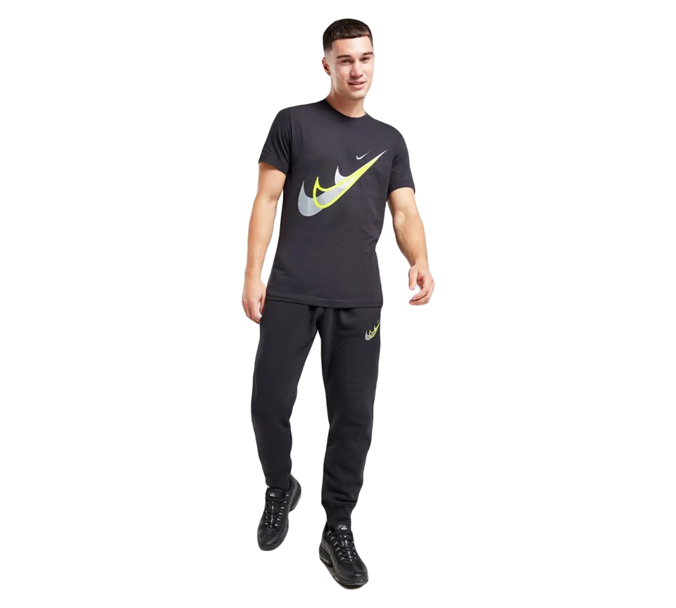 Nike Court SwooshMoto Logo Tee Mens Black and Grey Short Sleeve Crew Neck T-Shirt UK S-2XL