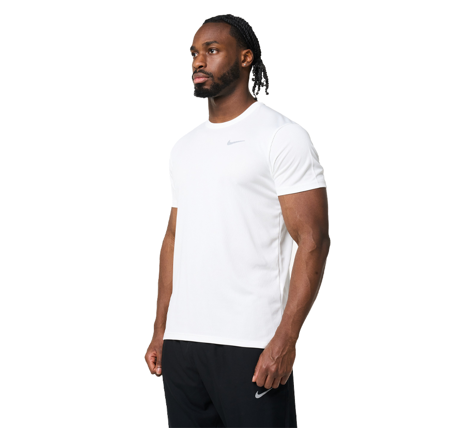 Nike Miler Running T-Shirt Mens White Dri-FIT Short Sleeve Training Tee UK S-2XL