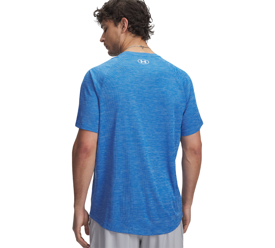 Under Armour Mens Tech Textured Tee Blue White UK S-2XL