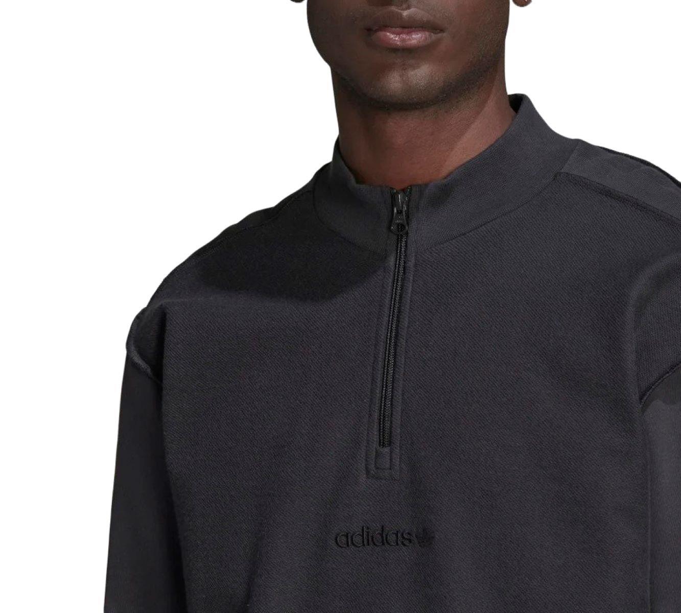 Adidas 100% Cotton Men's Loopback Quarter-Zip HP0417 Sweatshirt Carbon UK XS-L