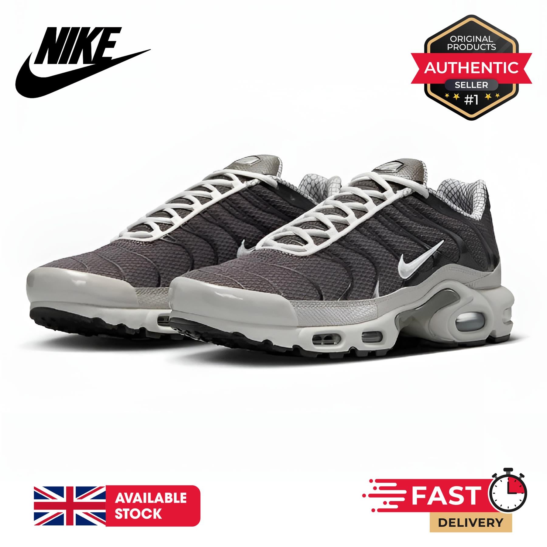 Nike Air Max Plus Cave Stone White Grey Shoes - UK 6-12