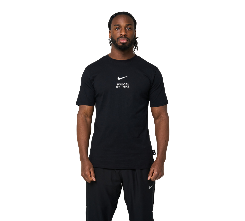 Nike Big Swoosh Tee Mens Black and White Short Sleeve Crew Neck T-Shirt UK S-2XL