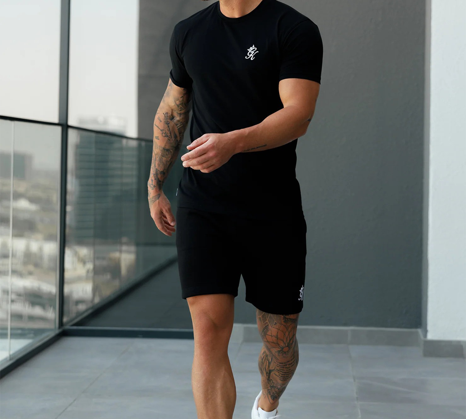 Gym King Fundamental Fleece Shorts Black Mens Slim Fit Casual Shorts S-2XL