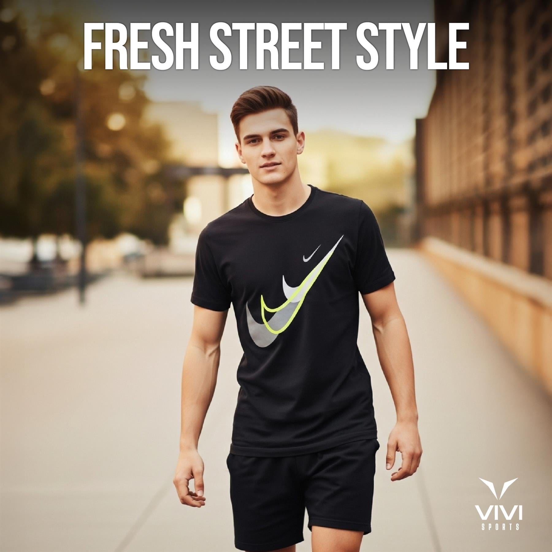 Nike Court SwooshMoto Logo Tee Mens Black and Grey Short Sleeve Crew Neck T-Shirt UK S-2XL