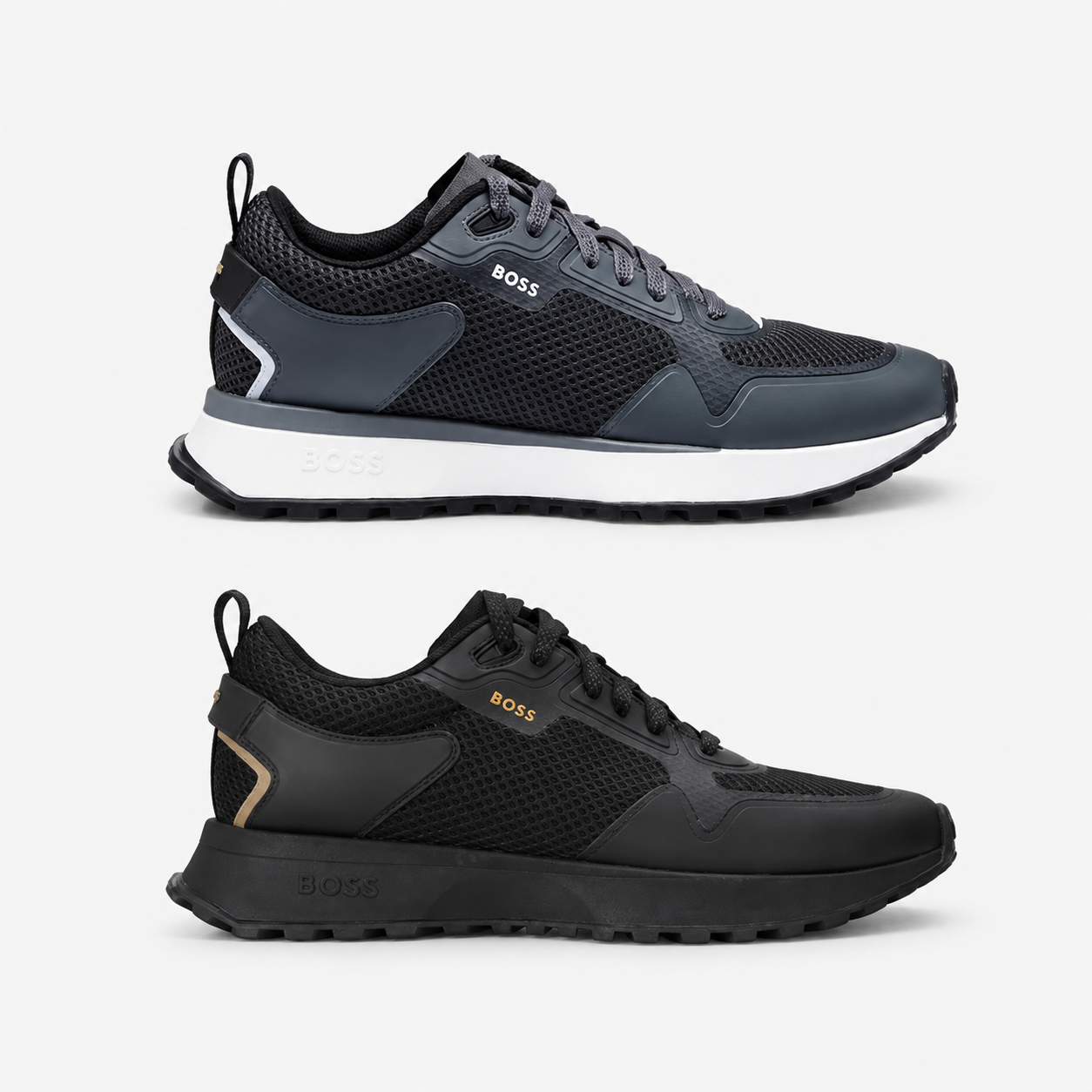 Hugo Boss Jonah Runn Meth Mens Trainers Grey Black Casual Sneakers UK 7-12