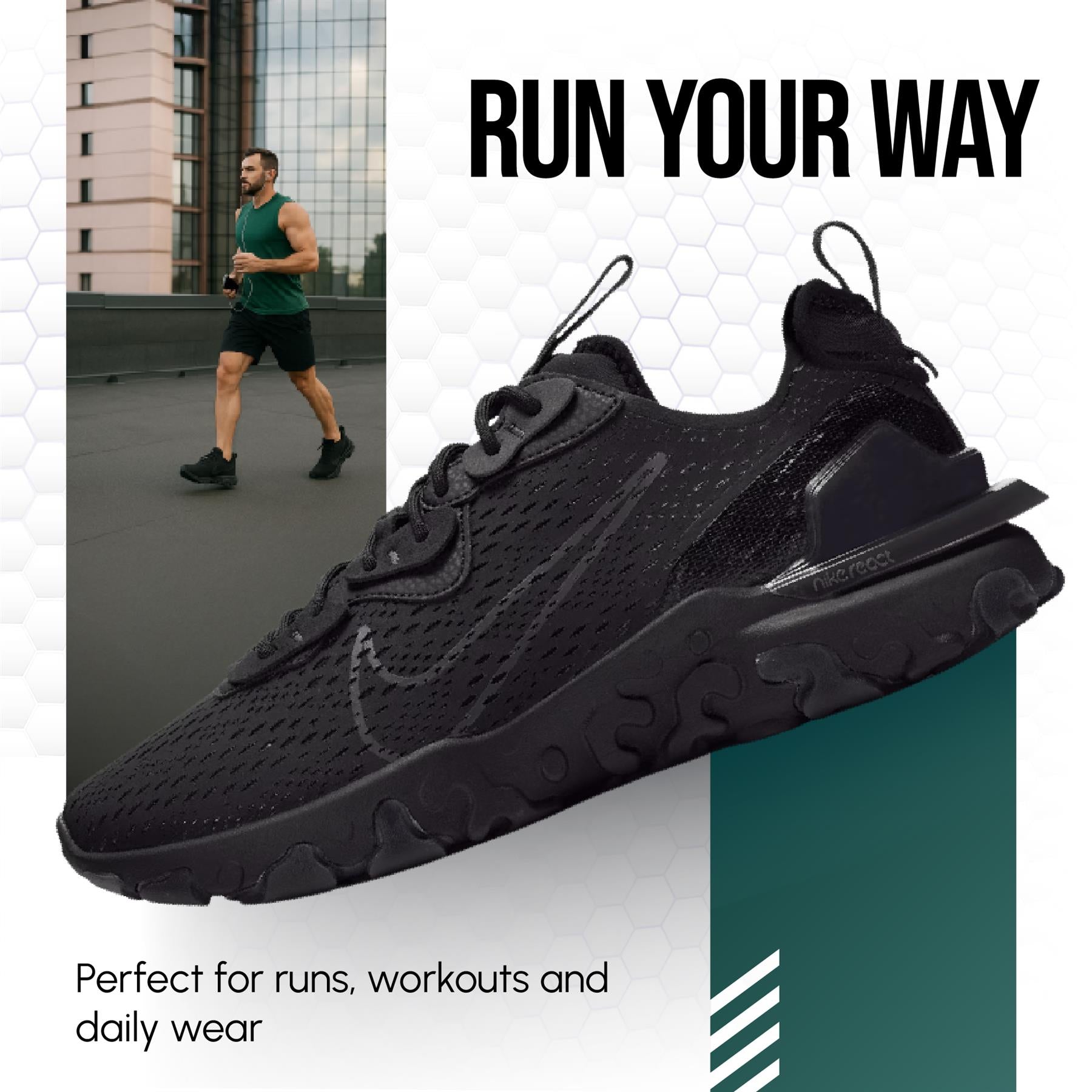 Nike React Vision Trainers Black/Anthracite Black UK 7-11