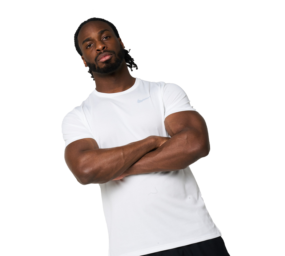 Nike Miler Running T-Shirt Mens White Dri-FIT Short Sleeve Training Tee UK S-2XL