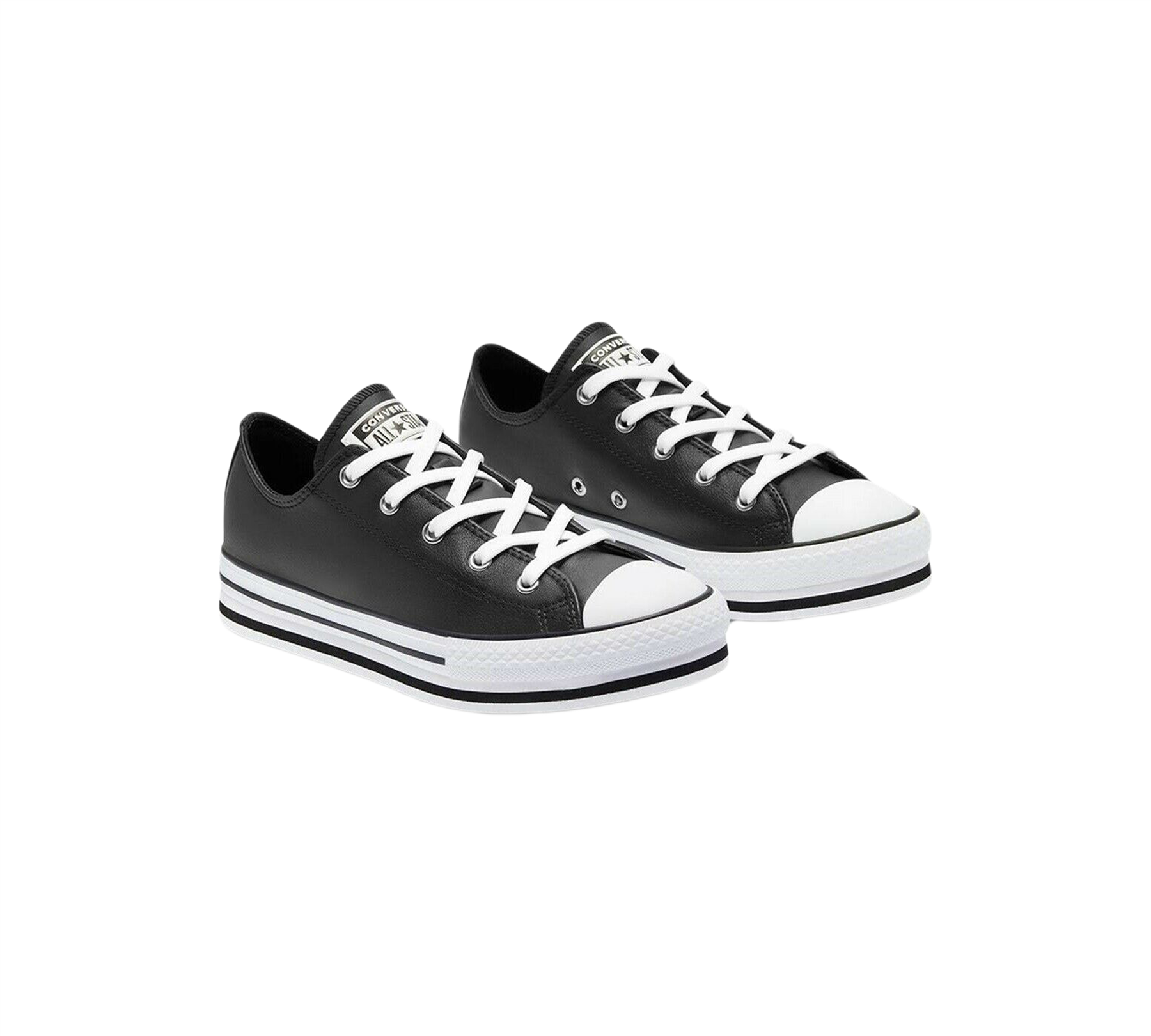 Converse Big Kids Leather Black Junior UK 10-13/1-5.5