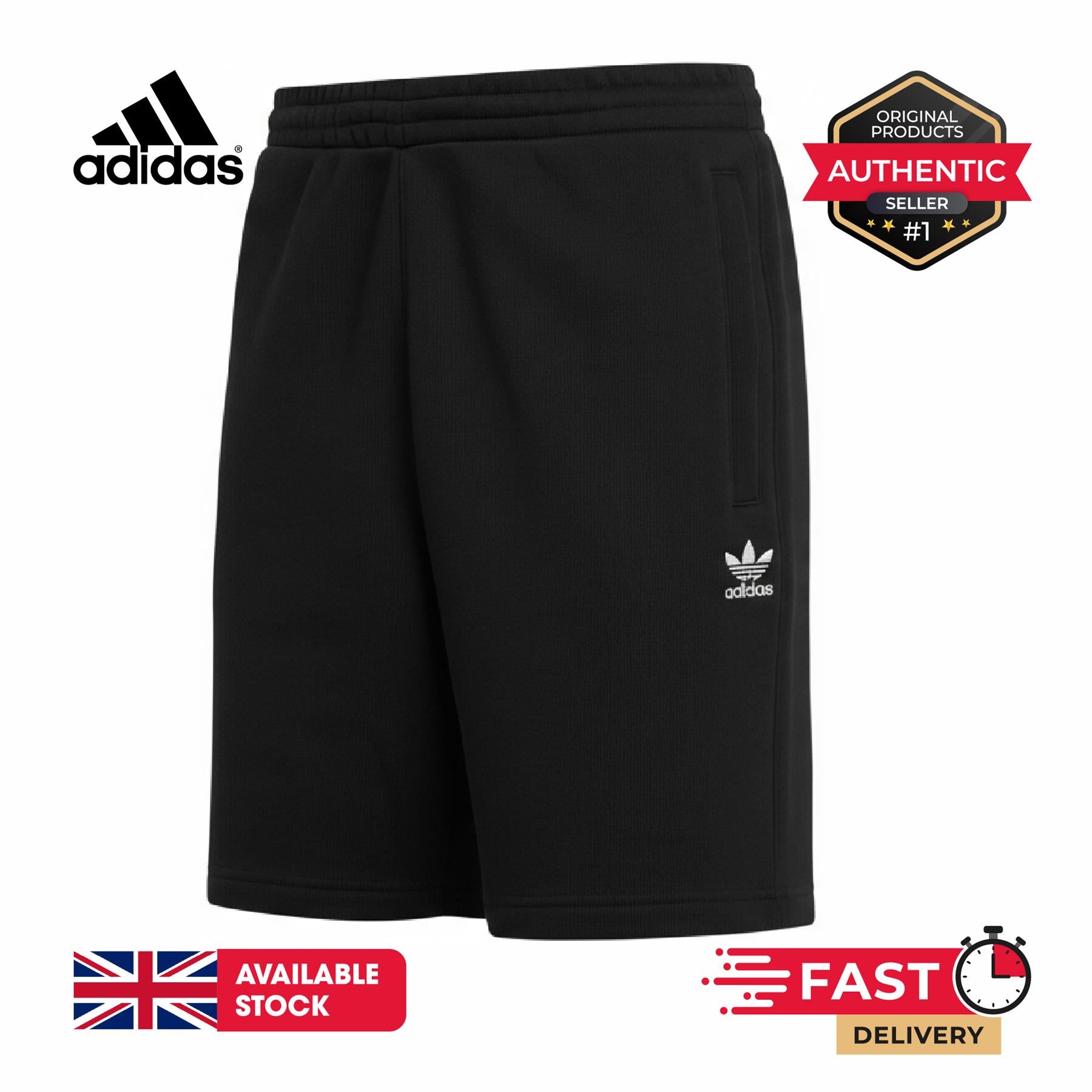 Adidas Trefoil Essentials Shorts Mens Black Cotton Sports Shorts - XS-2XL