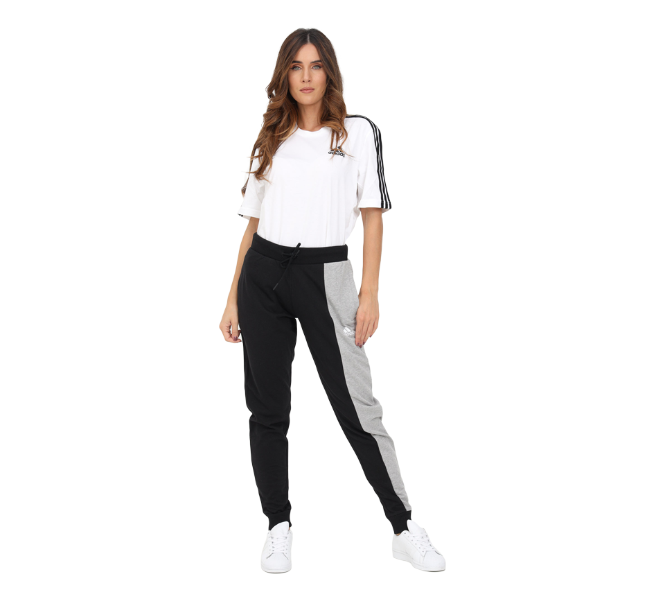 Adidas Essentials Colorblock Womens Joggers Black/Grey Heather/White UK S-XL