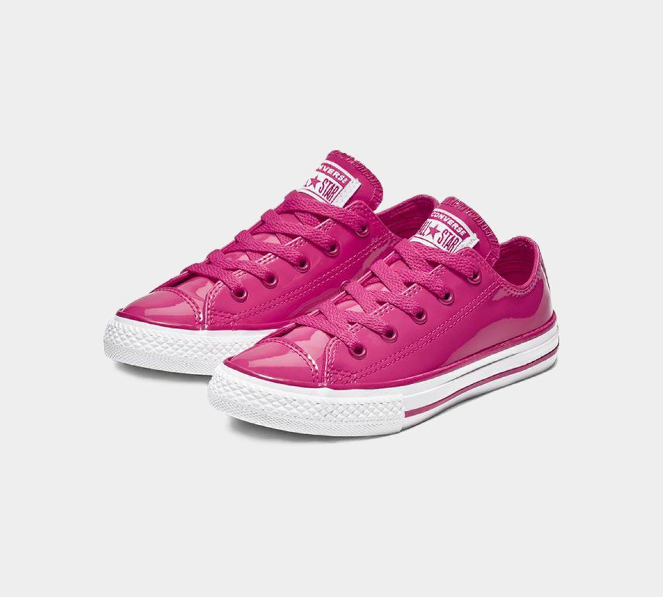 Converse Chuck Taylor All Star Patent Pop Low Top Trainers Women Pink Shoes - UK 10-5.5